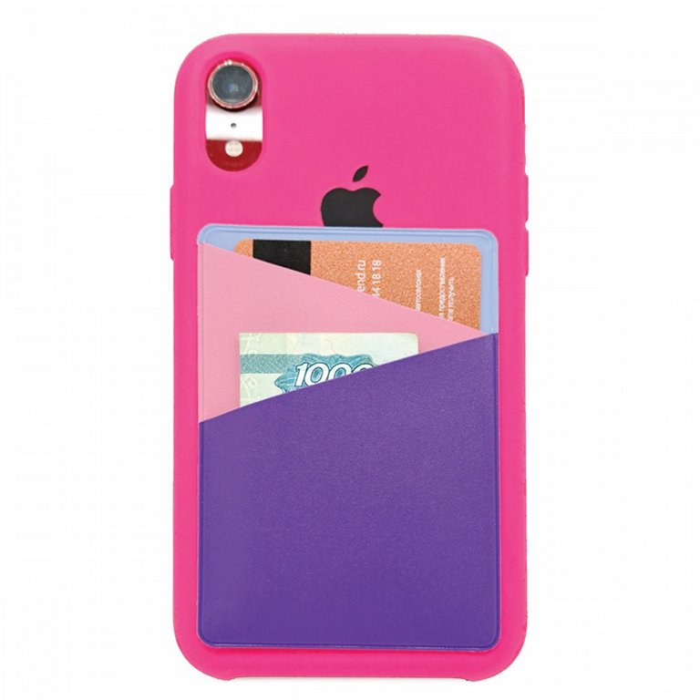 Карман для телефона самоклеящийся 65х98 мм, цв. фиолетовый, ДПС