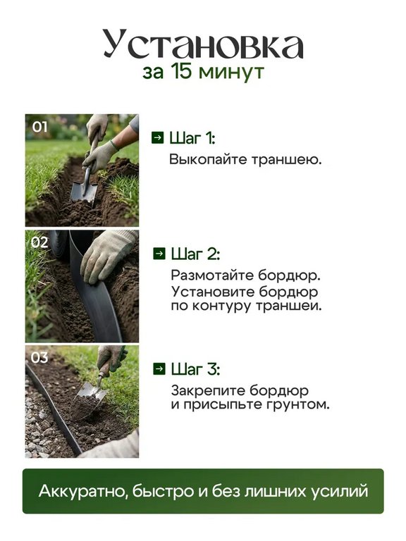 Бордюр садовый 10м*12см