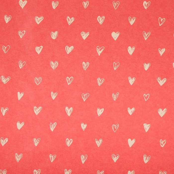 Бумага упаковочная 50*70 см крафт "Сердечки"
