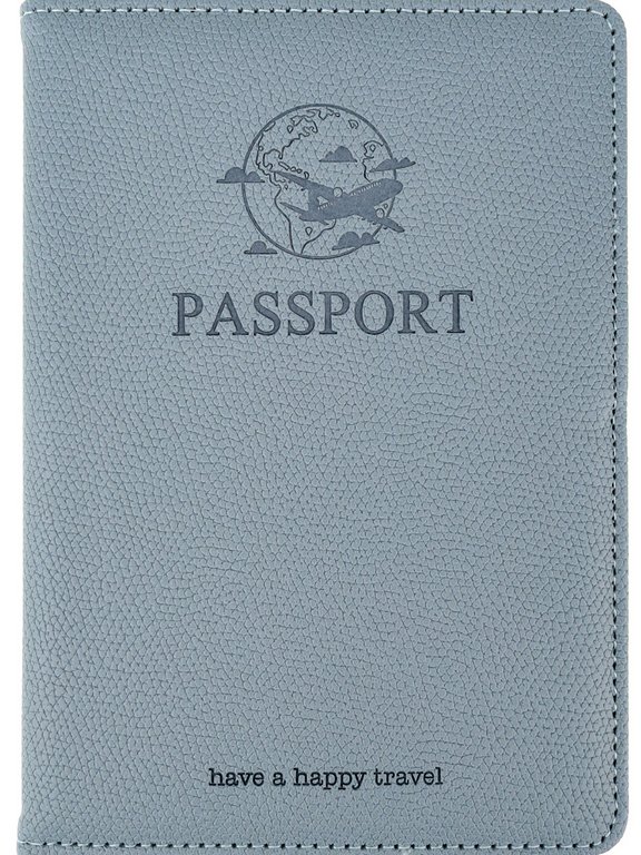 Обложка для паспорта MILAND "Гражданин" с отделениями для карт на резинке кожзам, голубая
