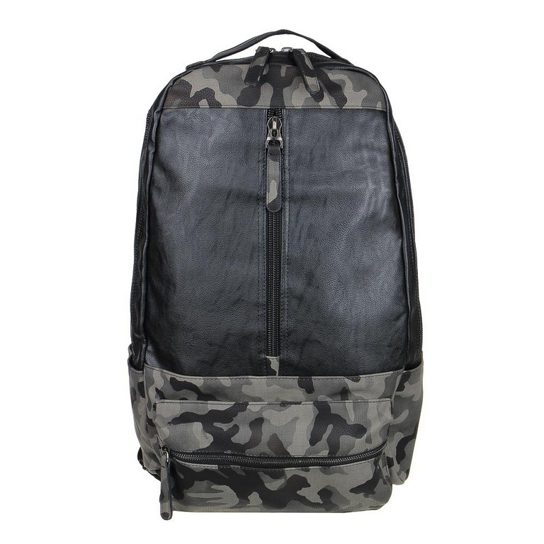 Рюкзак молодежный мужской ClipStudio "ПРЕМИУМ" черный/милитари, иск.кожа 51*31*13см