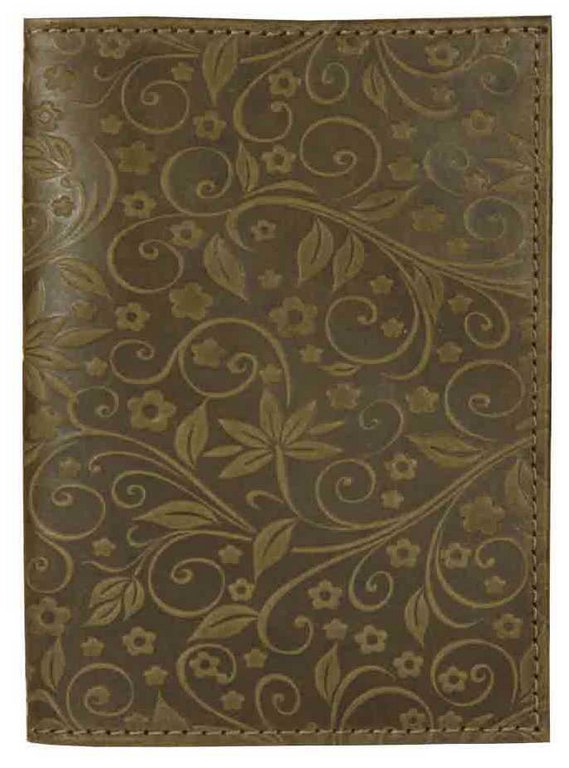 Обложка для автодокументов, нат. кожа "Флаверс" оливковый