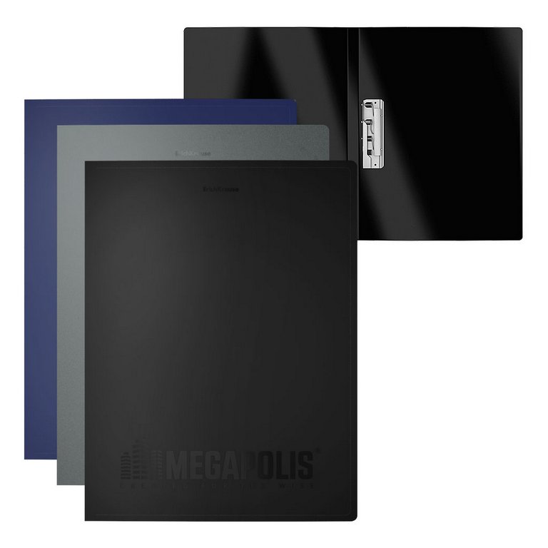 Папка с боковым зажимом А4 пластик ErichKrause MEGAPOLIS, цв. ассорти