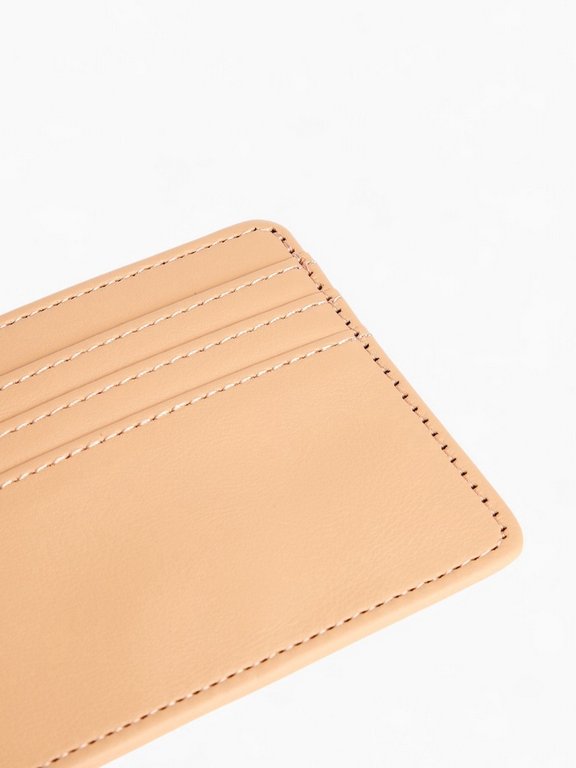 Картхолдер, на 3 карты, отделение для купюр, бежевый