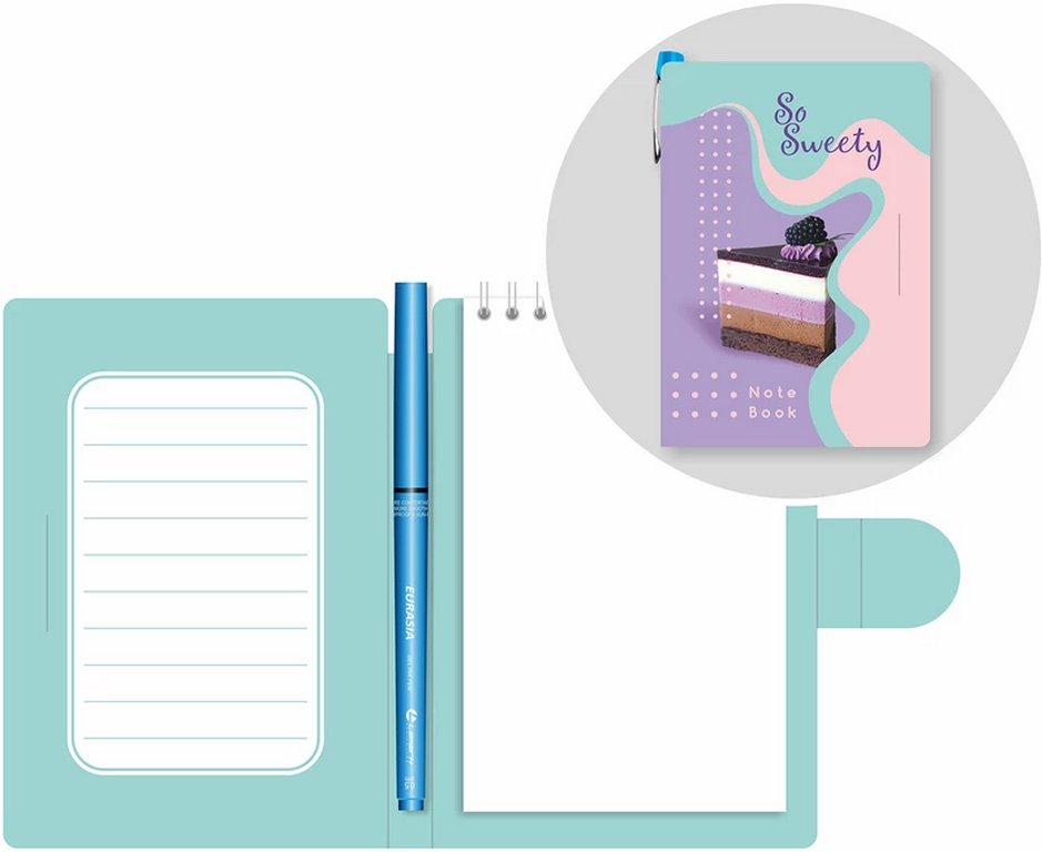 Блокнот А6  50л., 105*150 мм, LAMARK +ручка, "Mousse cake", вн.блок на спирали