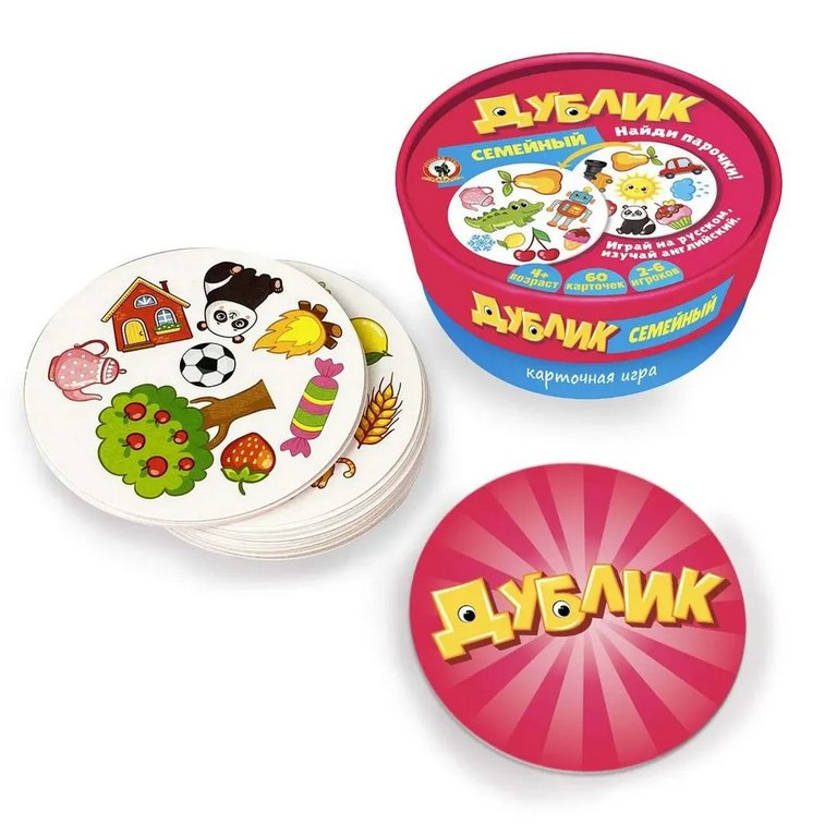 Игра настольная  .4+ с карточками Дублик "Семейный" (2-4 игрока, 60 карточек) Русский стиль