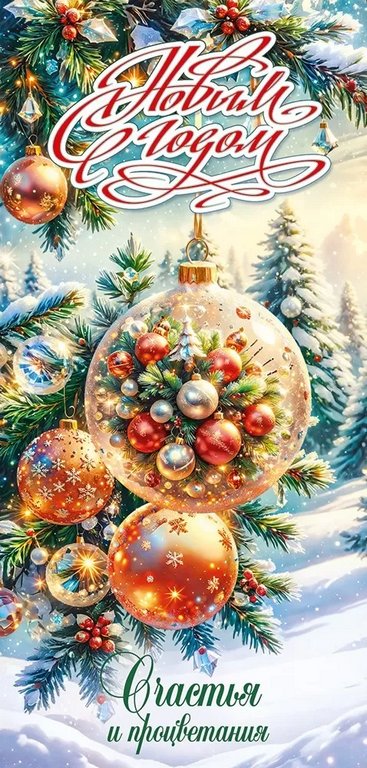 Открытка  НГ евроформат "С Новым Годом!" без текста