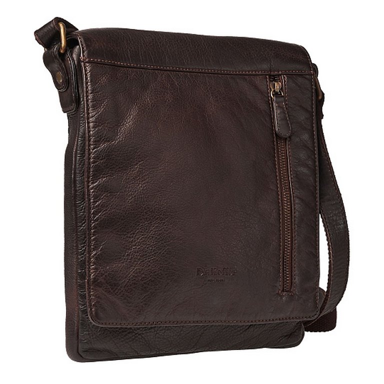 Сумка мужская Dr.Koffer 27*23*4см, нат. кожа, на плечевом ремне, коричневая