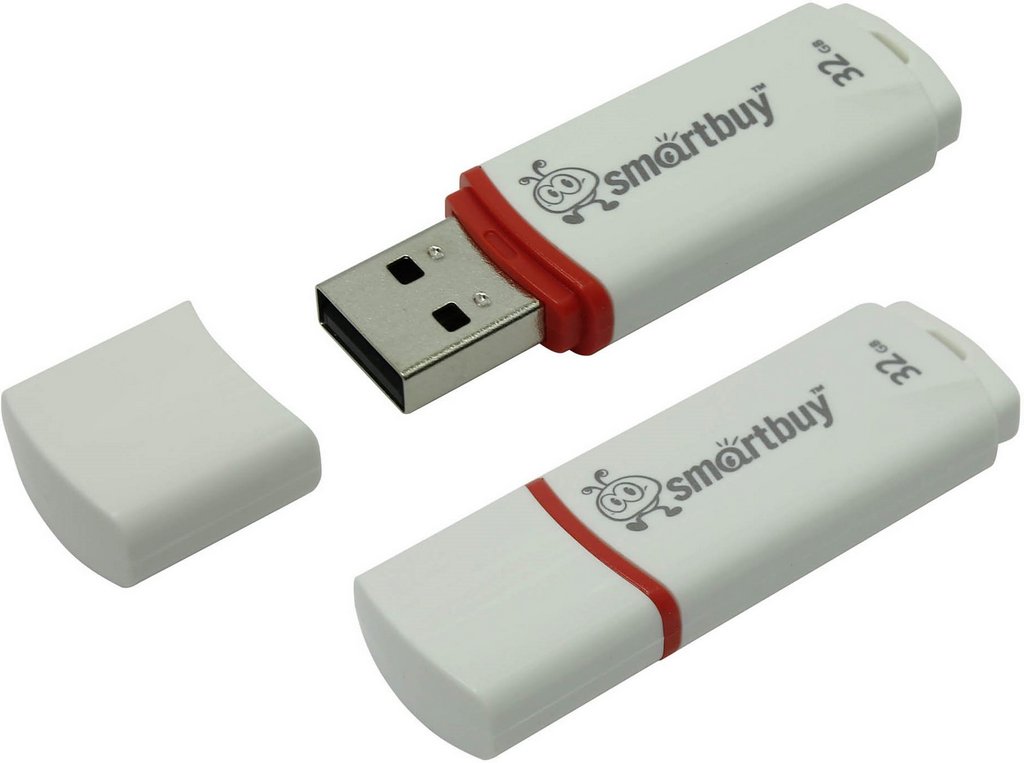 Флеш-диск 32Gb Smart Buy "Crown" USB 2.0 Flash Drive, белый