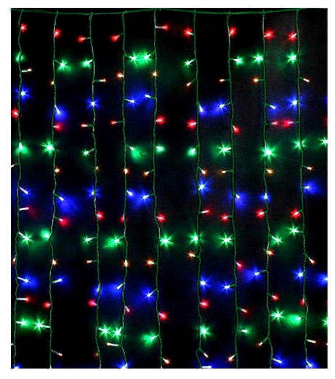 Гирлянда комнатная Занавес 3*2м, 220 цветных ламп, 8 реж., темная нить