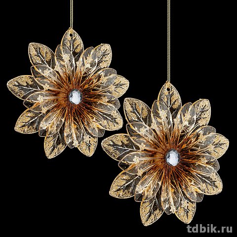 Украшение елочное из пластика "Цветок янтарный", 12 см.