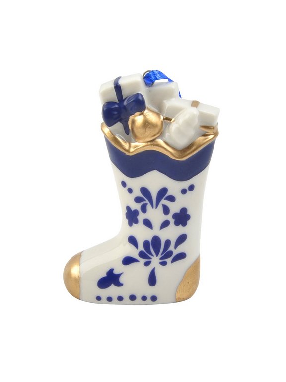 Украшение елочное из фарфора "Сапожок гжель" 2,5х8,5х5,3см
