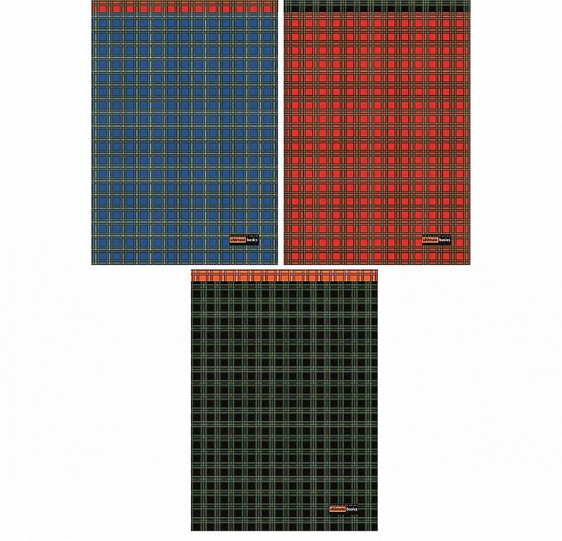Блокнот А4  60л., 210*297 мм,, на гребне  "ULTIMATE BASICS" ШОТЛАНДКА 3 ВИДА