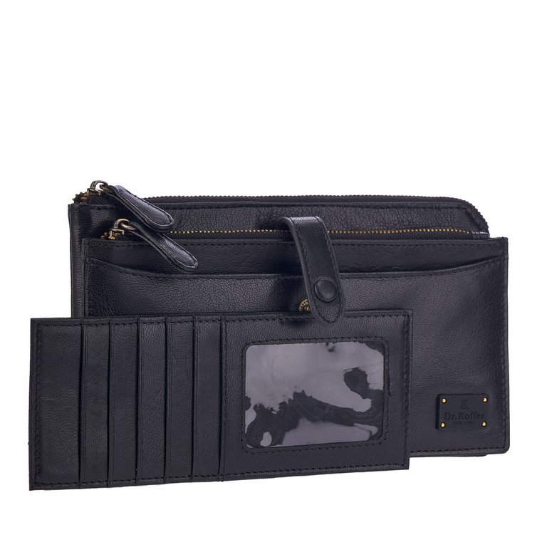 Портмоне Dr.Koffer 20*11 см нат. кожа, черный