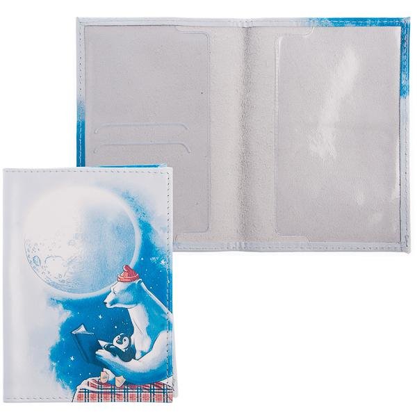 Обложка для паспорта "Северная сказка" из кожи 137х95