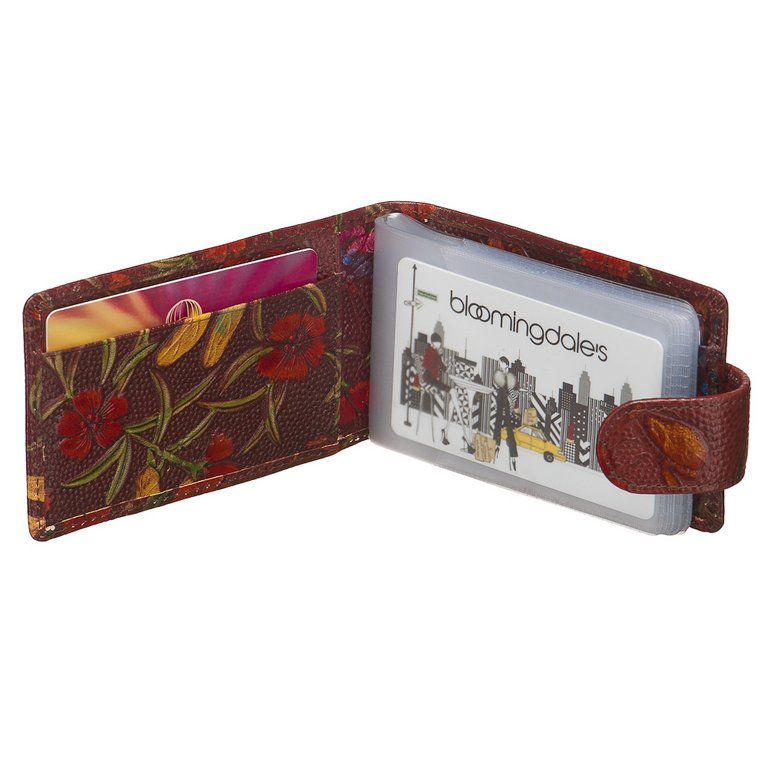 Визитница Dr.Koffer 11*7см на 48 визиток, бордо с рисунком