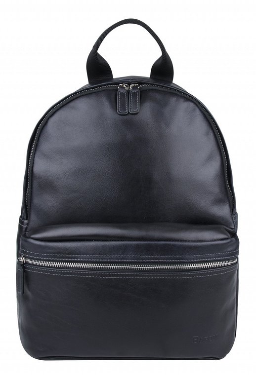 Рюкзак молодежный мужской  Baron натуральная кожа небраска 28*40*12 см, черный