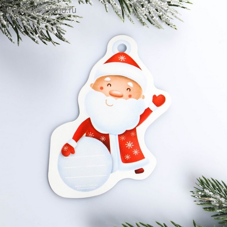 Бирки для подарка НГ "Дед мороз", 6,5х7,5 см