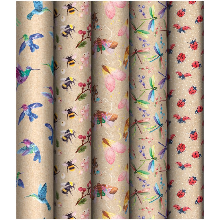 Бумага упаковочная 70*100см крафт в рулоне (ассорти) "Крылатые созданья"