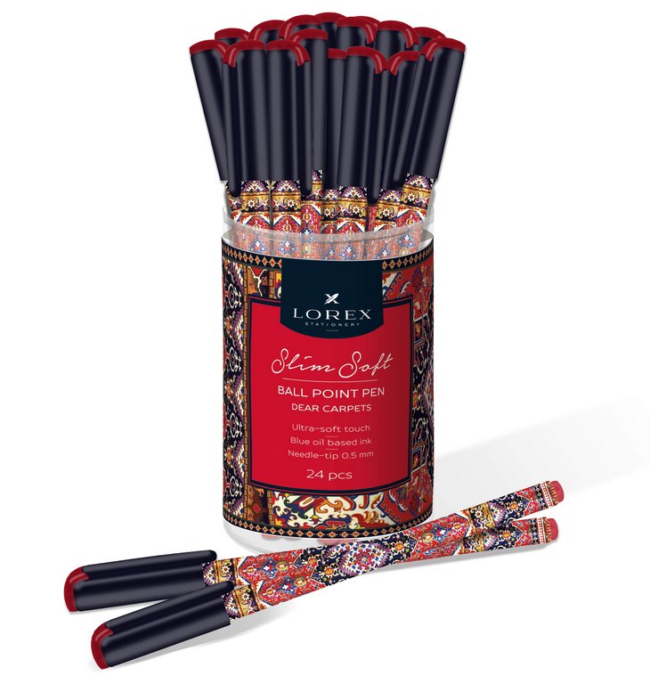 Ручка шариковая с рис. масляная LOREX "DEAR CARPETS Slim Soft" синяя (ст.140мм, лин.0,5)