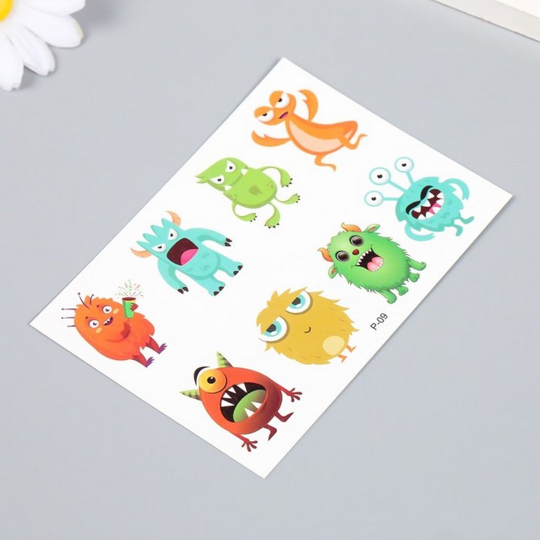 Наклейка-тату "Праздник монстров" 11,5х8 см