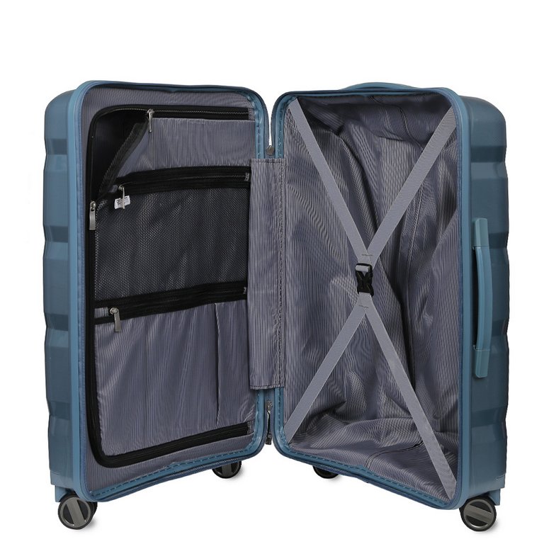 Чемодан 4-х колесный FABRETTI 100% полипропилен, 44X65X25см, синий