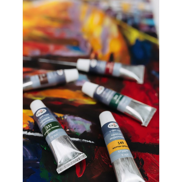Краски акриловые 12 цв. 9мл Гамма "Студия"