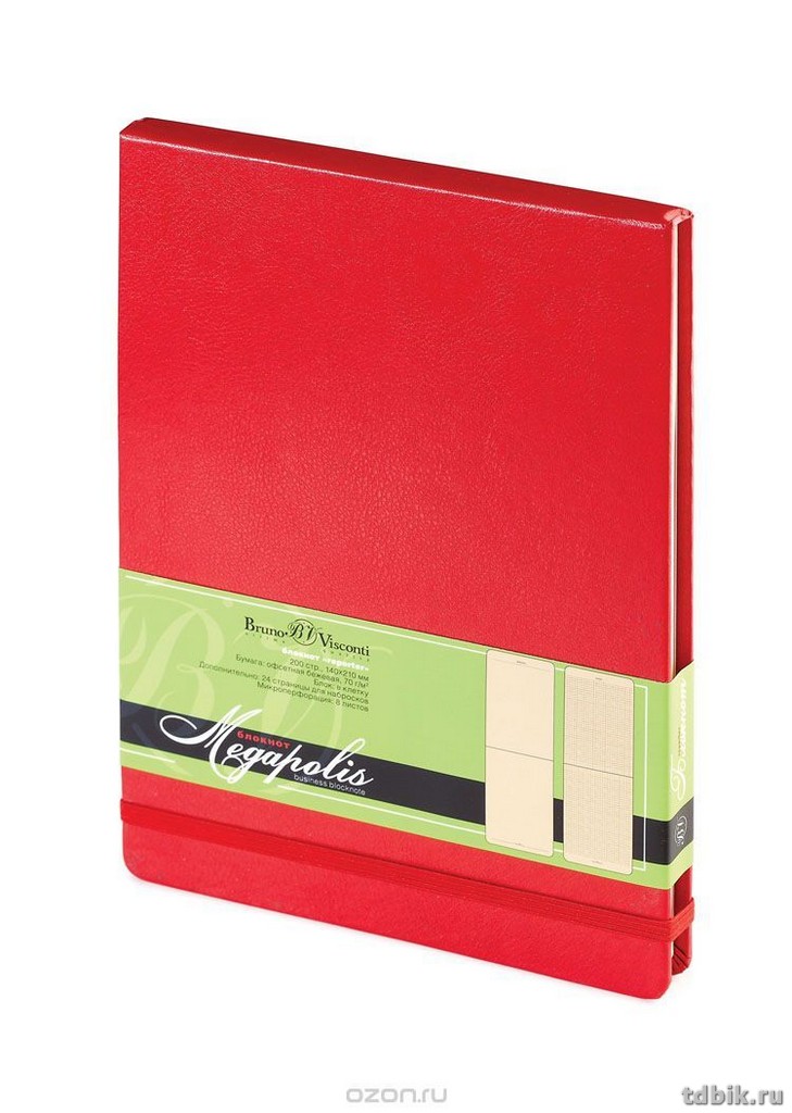 Блокнот А5 100л., 148*210 мм, обложка на резинке, ляссе "Megapolis Reporter" красный