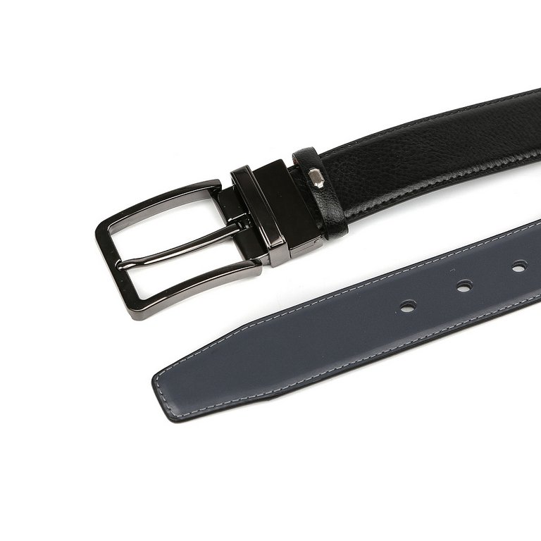 Ремень FABRETTI мужской, натуральная кожа, размер 120, серый/чёрный