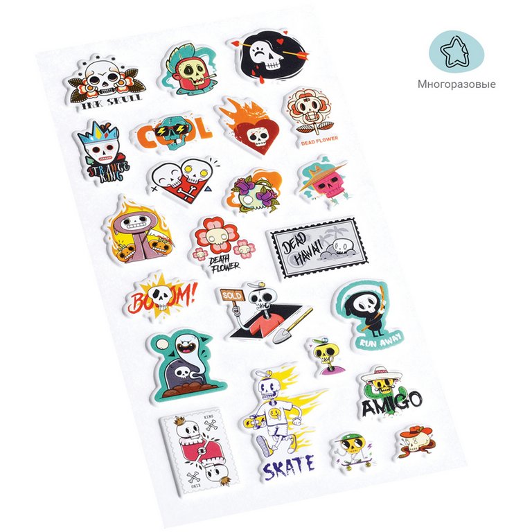 Наклейки объемные 10*24см "Horror" 23 наклейки MESHU