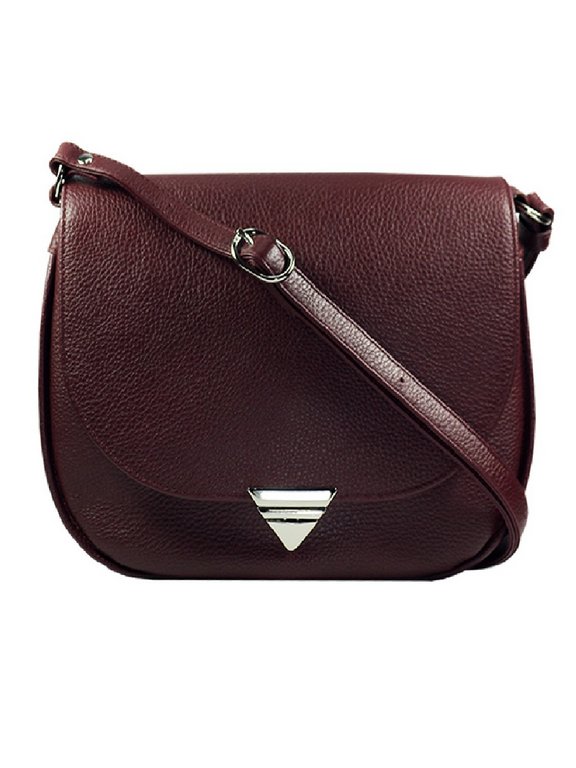 Сумка женская  D.Morelli, нат. кожа, бордовая, средняя, 25,5*22*7 см