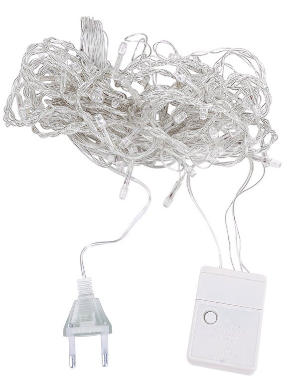 Гирлянда комнатная Занавес 1,4*1,4м, 64 белых ламп, 1 реж., прозрачная нить