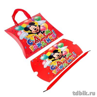 Коробка для подарков 19*18см "С Днем Рождения!" Микки Маус