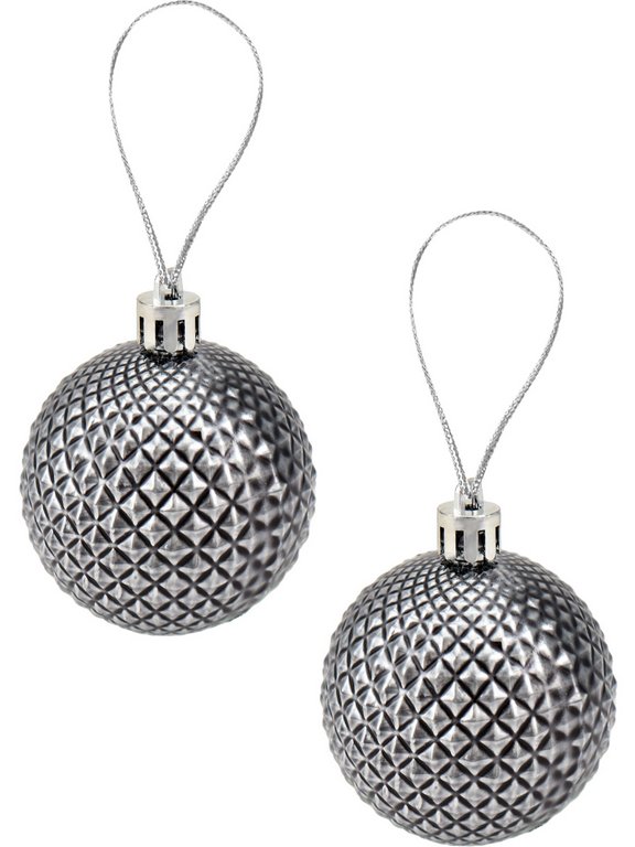 Набор шаров  цвет серебро  60 мм 12 шт "Метель" (ассорти)