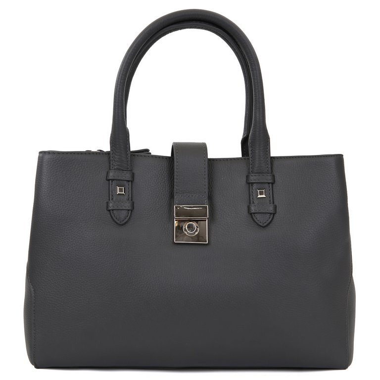 Сумка женская FABRETTI 32х24х8 см, нат. кожа, серый