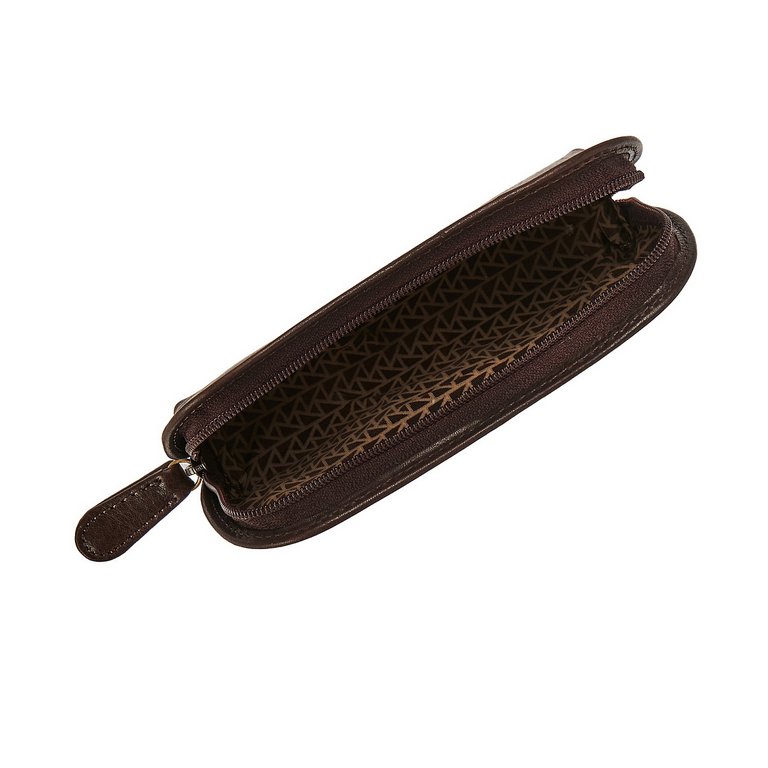 Футляр для очков Dr.Koffer, 7*15*3см, нат. кожа, на молнии, коричневый