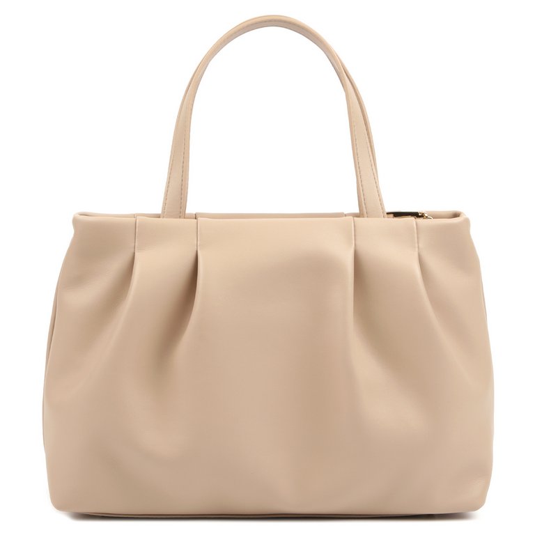 Сумка женская FABRETTI 31х23х10 см, нат. кожа, темно-бежевый