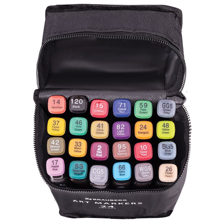 Маркер для скетчинга  24шт/уп BRAUBERG двусторонние в чехле