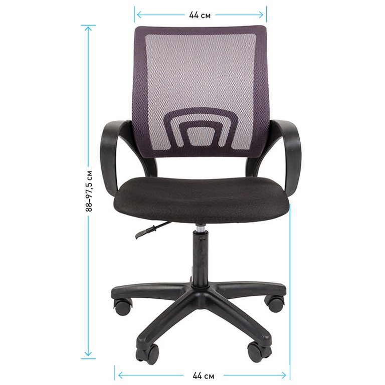 Кресло оператора Helmi HL-M96 R "Airy" (спинка сетка серая/сиденье ткань черная, пиастра)