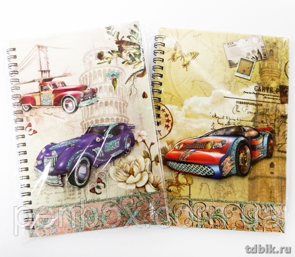 Блокнот А5  40л., 148*210 мм, ., на спирали "МАШИНКИ", цв. ассорти