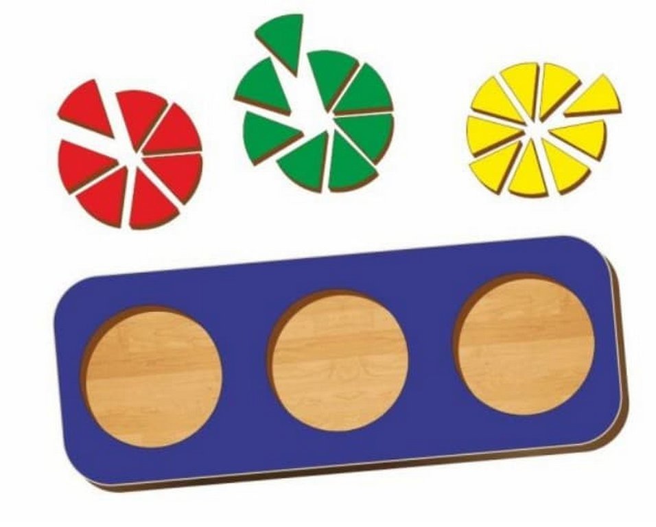 Игра обучающая  Дроби "3 круга, 3-й уровень" (дерево) WOODLENDTOYS