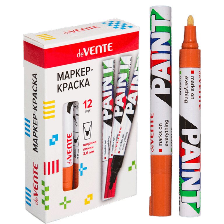 Маркер-краска лаковый  2,8мм deVENTE оранжевый (нитро-основа, мет.корпус)