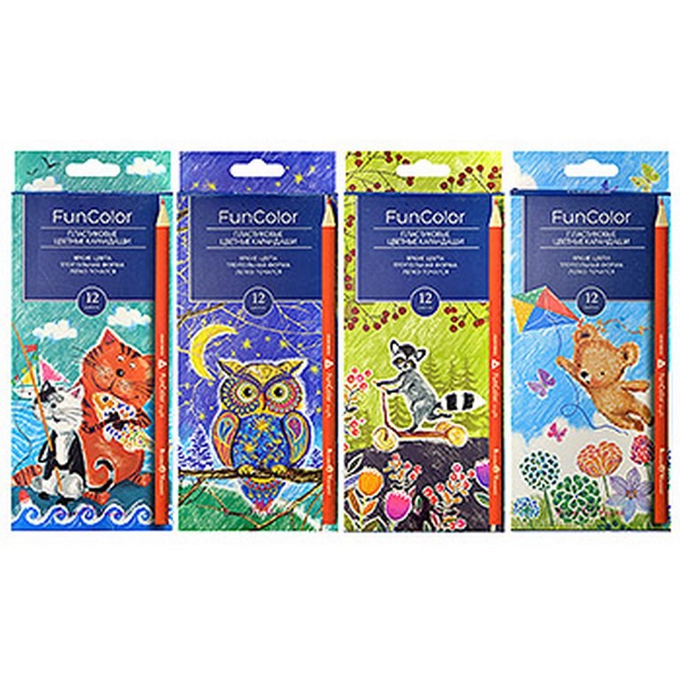 Набор карандашей  12 цв. трехгранные  пласт. корпус Bruno Visconti "Funcolor"