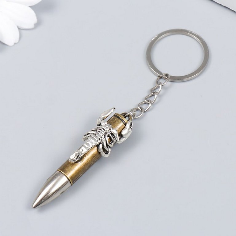 Брелок "Пуля с фигуркой" МИКС  6,4х1,6х1,3 см (металл)