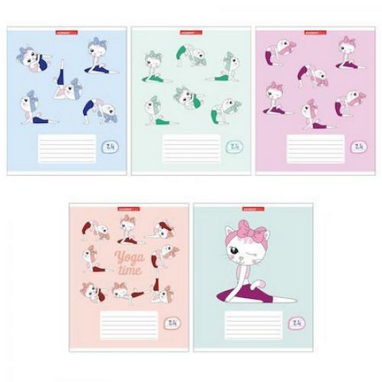 Тетрадь 24 лист лин. А5 "КотоЙога" 5 видов