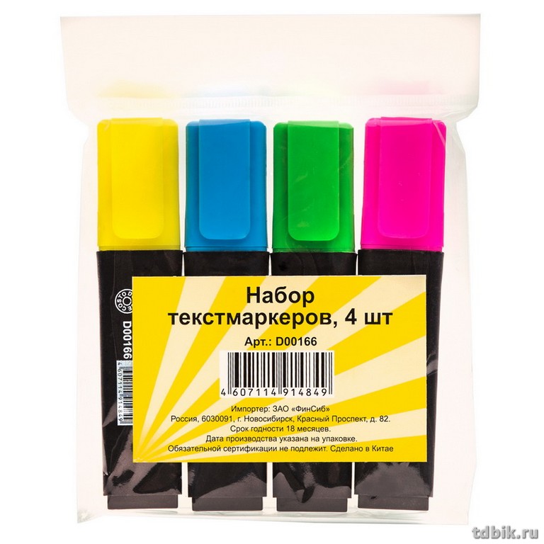 Набор текст-маркеров  4 шт DOLCE COSTO  5 мм (желт., зелен., розов., голубой)