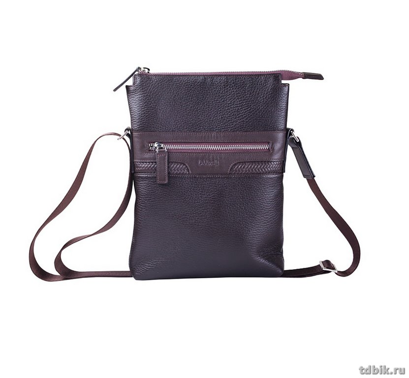 Сумка мужская D.Morelli малая, нат. кожа, на плечевом ремне, фл.коричн.
