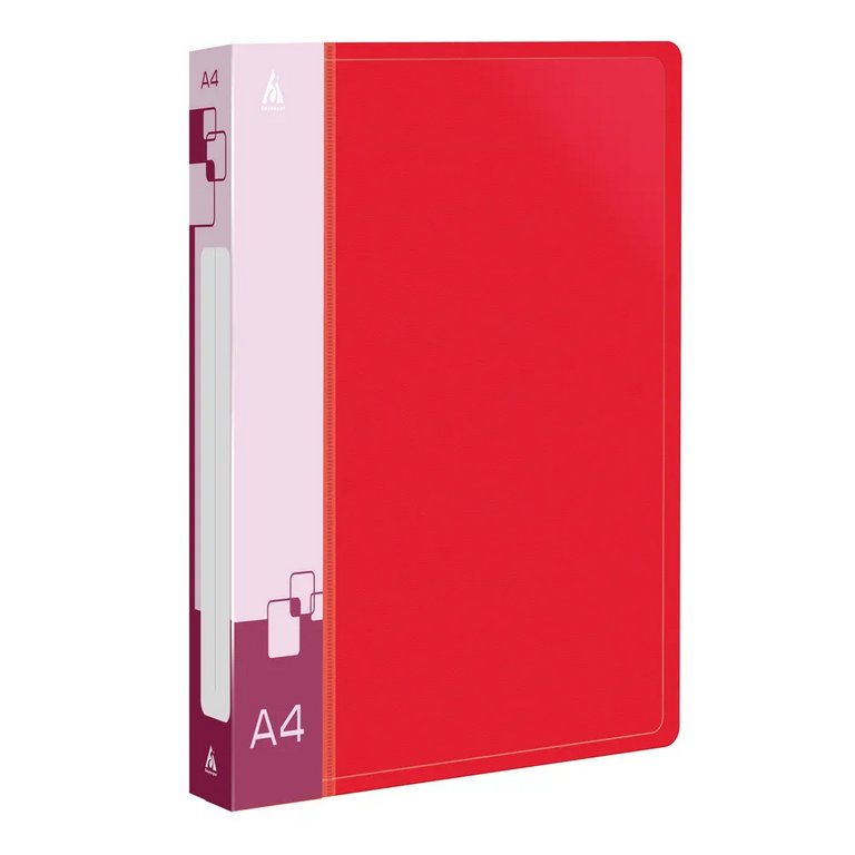 Папка на 4-х кольцах А4 40 мм карман внутри и на торце,  пластик 0,8 мм, ассорти Бюрократ