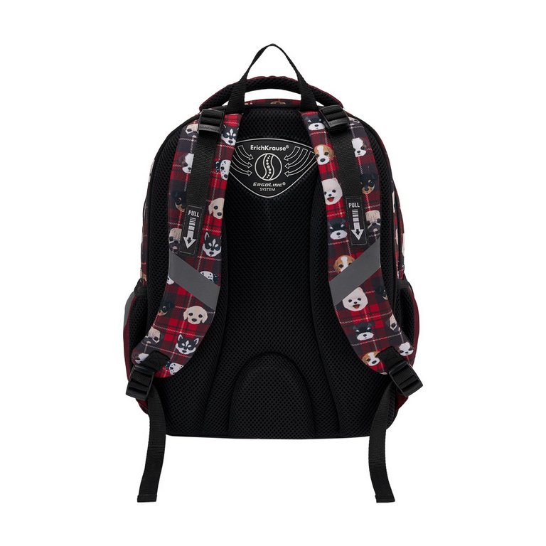 Рюкзак школьный для мальчика ErichKrause ErgoLine15L "Cute Dog" 39*28*14, красный