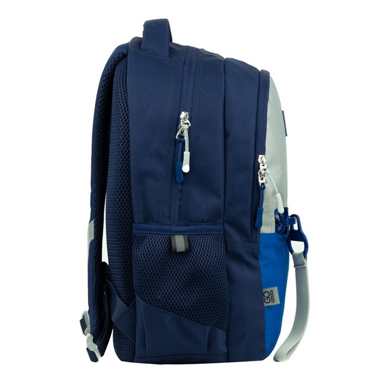 Рюкзак школьный для мальчика GoPack Teens "Color block boy" 42*30*12см, серо/синий